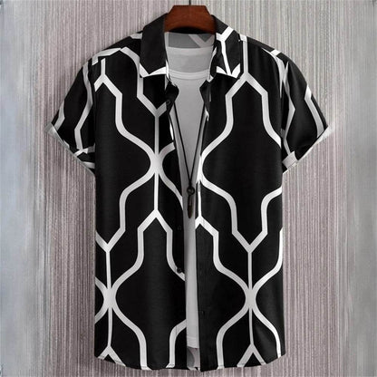 3D Printed Color Block Men's Hawaiian Shirt - Short Sleeve Casual Blouse - Buy Center US