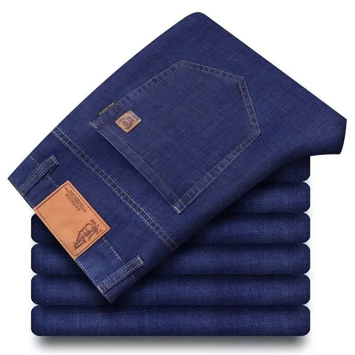 Stylish Light Blue Slim Men's Jeans - Casual Stretch Denim Trousers - Buy Center US