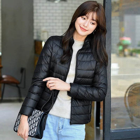 Women's Ultra Lightweight Puffer Jacket - Slim Fit White Duck Down - Buy Center US