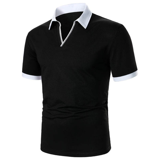 Men's Casual V-Neck Polo Shirt - Short Sleeves, Breathable Fabric - Buy Center US