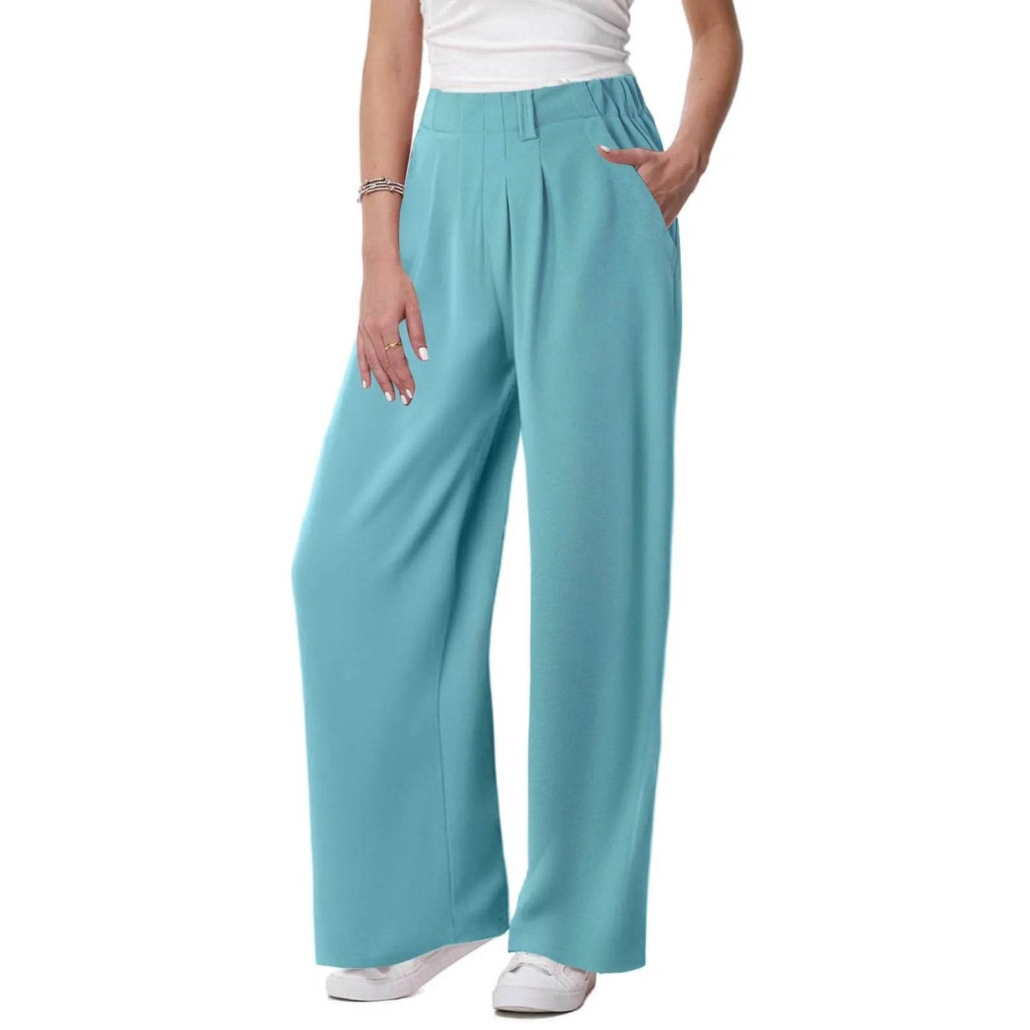 ZOMAXIUJEE Women's Solid Color Palazzo Pants - Casual & Comfortable - Buy Center US