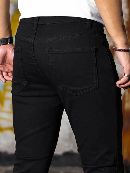 CHOLYL Slim Fit Zipper Jeans for Men - Retro Casual Denim Trousers - Buy Center US