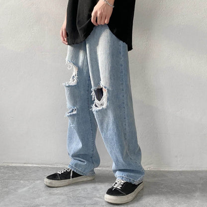 Men's Plus Size Distressed Denim Pants - Chic Hip Hop Streetwear Style - Buy Center US