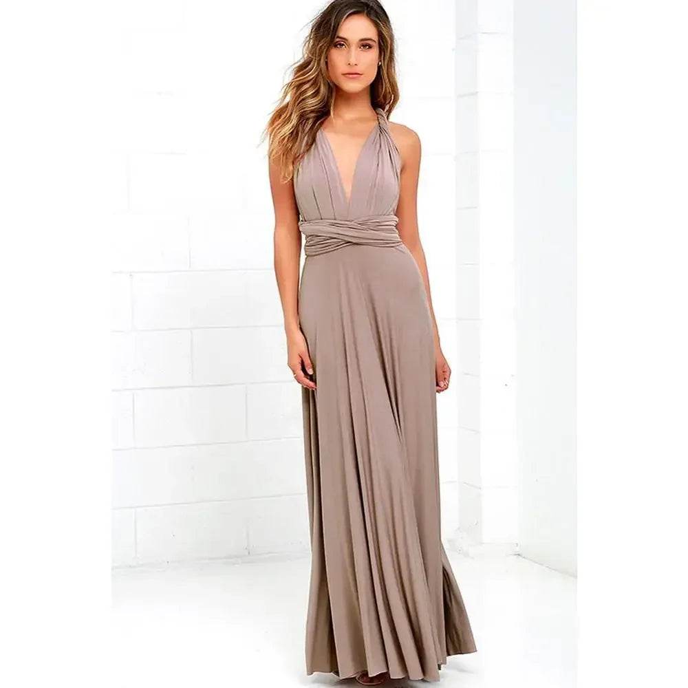 Bohemian V-Neck Maxi Dress - Sexy Sleeveless Summer Gown for Women - Buy Center US