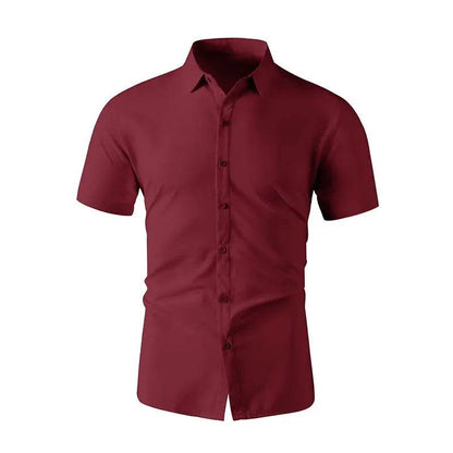 Men's Business Casual Short Sleeve Shirt - Solid Color, No Iron, Summer Ready - Buy Center US