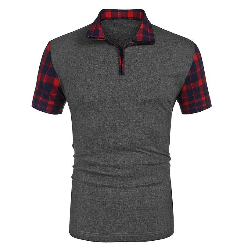 Summer 2024 Oversized Checkered Short Sleeve Polo - Casual Men's T-Shirt - Buy Center US
