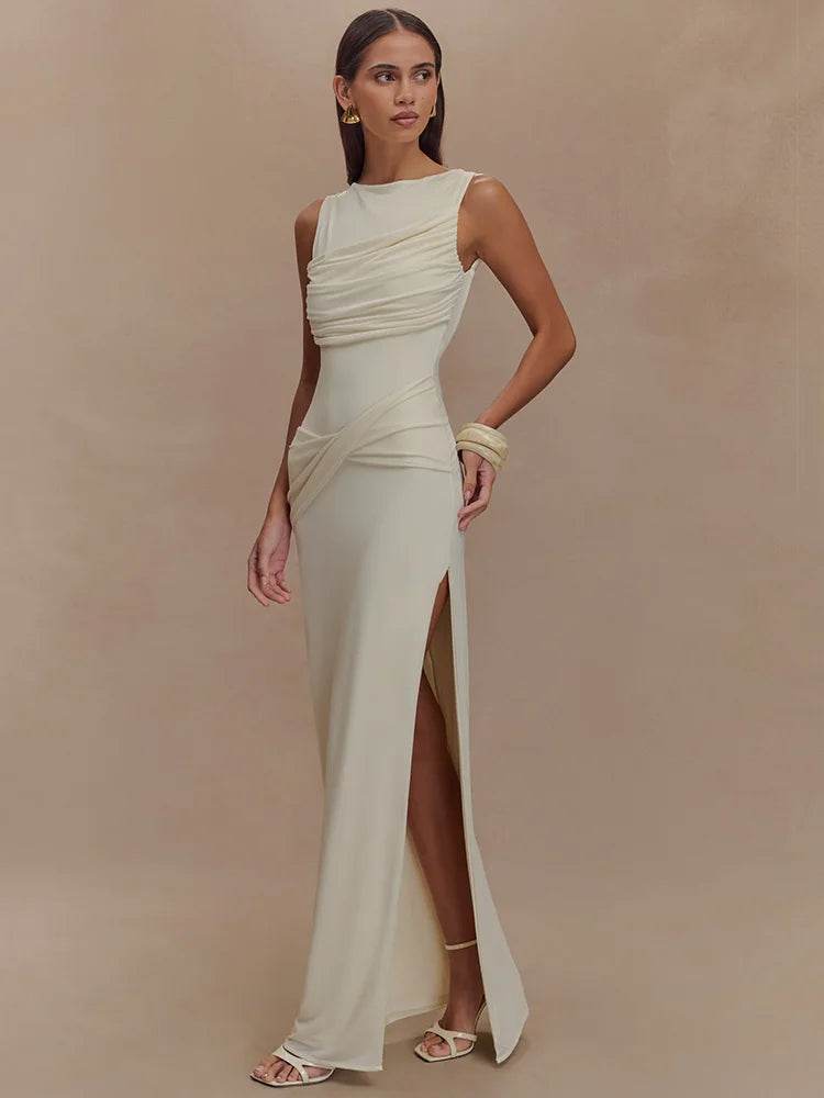 Mozision Women’s Backless Maxi Dress - Elegant Thigh High Split - Buy Center US
