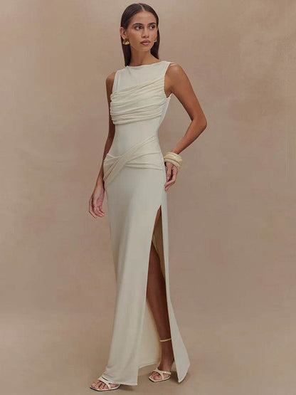 Mozision Women’s Backless Maxi Dress - Elegant Thigh High Split - Buy Center US