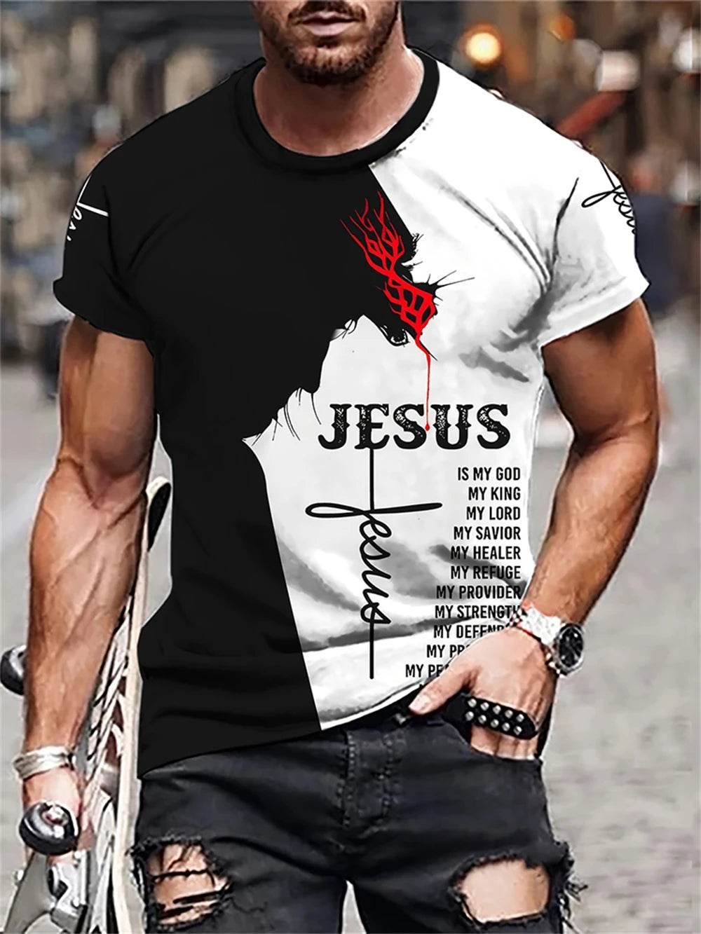 Men's Lion Print Crew Neck T-Shirt - Soft, Breathable Summer Casual Wear - Buy Center US