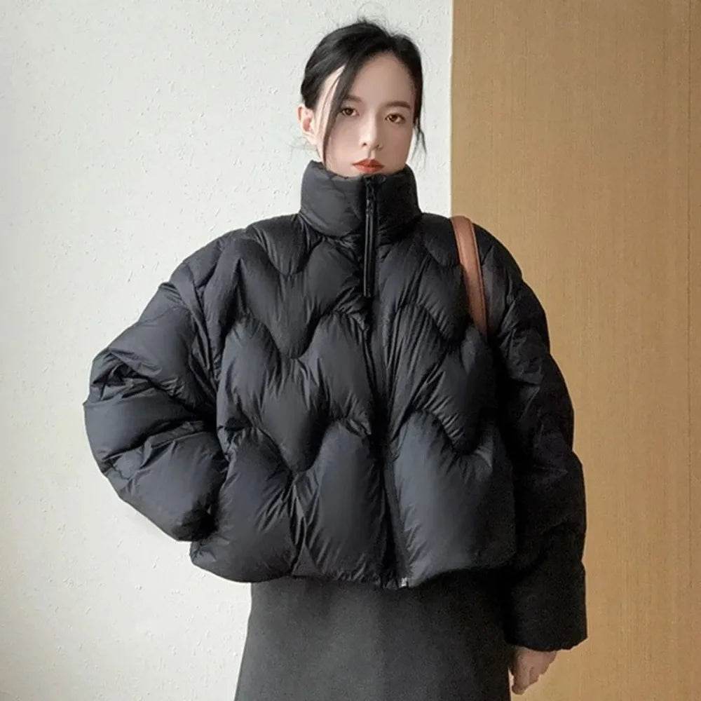 Women's Short Puffer Jacket 2025 - 90% White Duck Down, Casual Style - Buy Center US