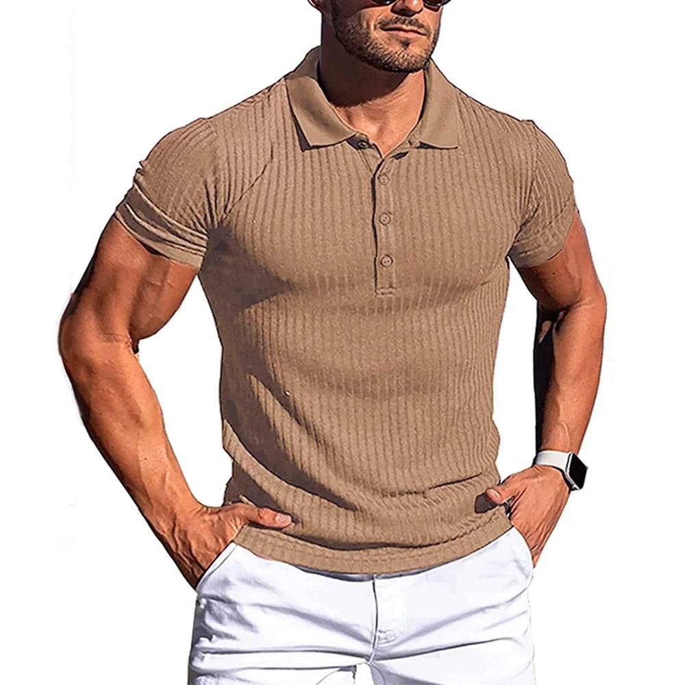 King Billion Men's Summer Polo Shirt - Solid Stripe, Short Sleeve Casual Wear - Buy Center US