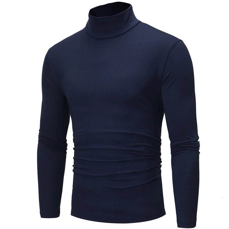 Bigsweety Men's Turtleneck Pullover - Solid Color Slim Fit for Spring - Buy Center US