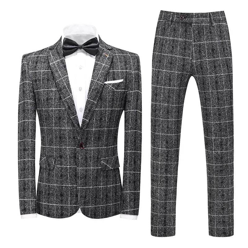 Elegant Men's Plaid Suit - Blazer, Vest, Pants for Casual & Business - Buy Center US