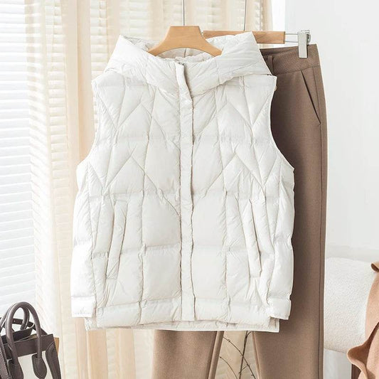 Women's Hooded Ultra Light Down Vest - Stylish Sleeveless Puffer Coat - Buy Center US