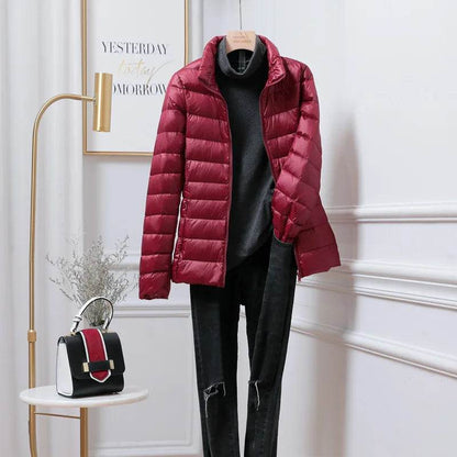 Ultralight Women’s Slim Fit Puffer Jacket - 15 Colors, Windproof Design - Buy Center US
