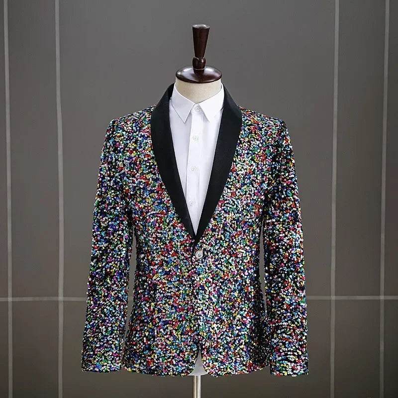 2025 Men's Sequins Suit Jacket - White Green Blazer for Weddings & Parties - Buy Center US
