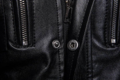 DOIYTTS Mid-length Faux Leather Jacket for Men - Casual Biker Style - Buy Center US