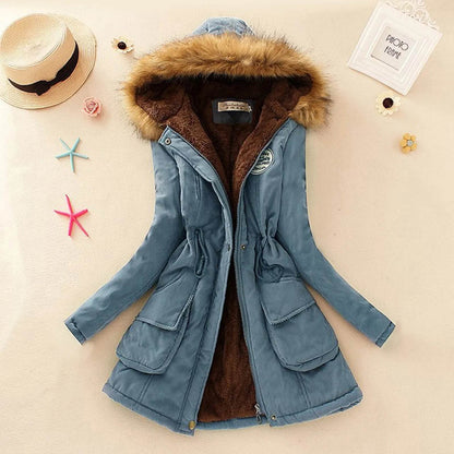 Women's Plus Size Warm Hooded Parka - Fleece Lined Mid-Length Jacket - Buy Center US