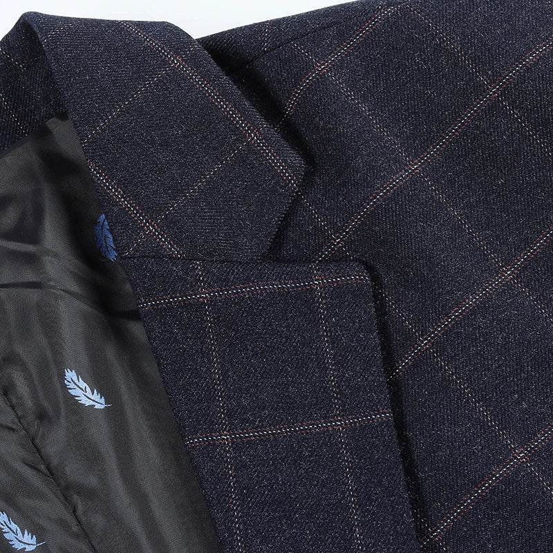 Men's Slim Fit Plaid Blazer - Casual Spring Autumn Fashion Coat - Buy Center US