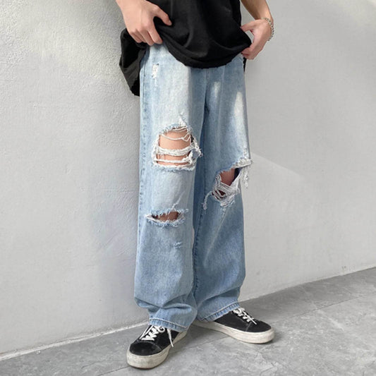 Men's Plus Size Distressed Denim Pants - Chic Hip Hop Streetwear Style - Buy Center US