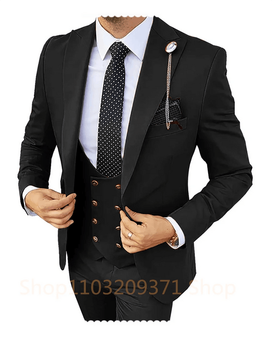 Khaki Men's Slim Fit 3-Piece Suit - Wedding Blazer, Vest & Pants - Buy Center US