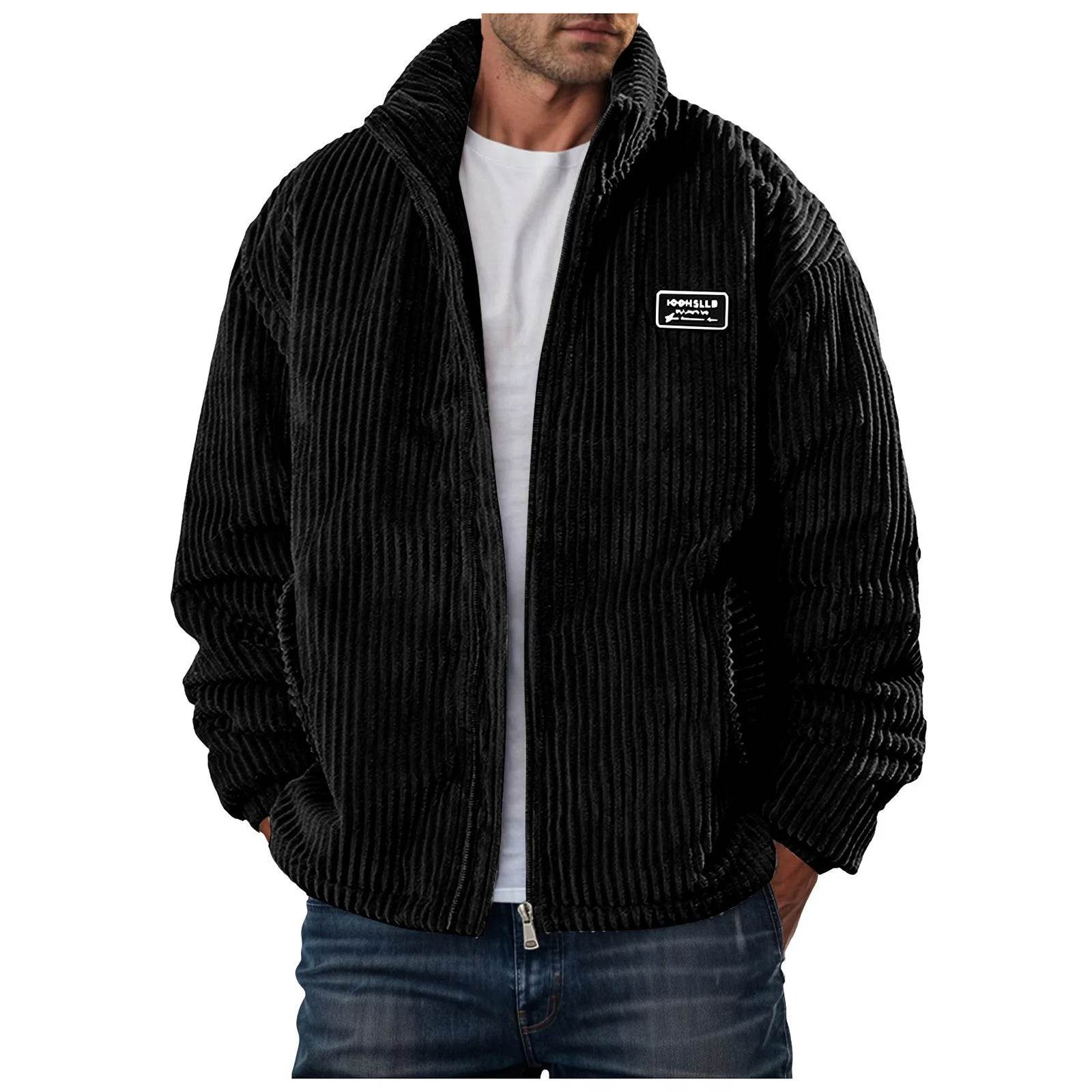 Men's Corduroy Winter Down Coat - Warm Quilted Jacket for Outdoor Style - Buy Center US