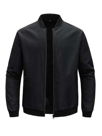 Men's Casual Thin Baseball Collar Jacket - Solid Color, Loose Fit for Spring - Buy Center US