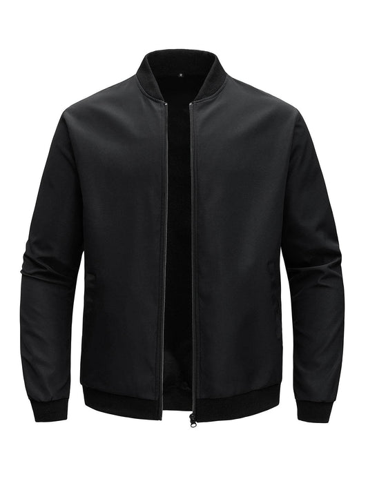 Men's Casual Thin Baseball Collar Jacket - Solid Color, Loose Fit for Spring - Buy Center US