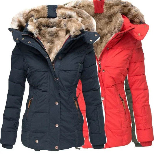 Donsignet Women's Slim Fit Wool Collar Zipper Coat - Autumn Style - Buy Center US