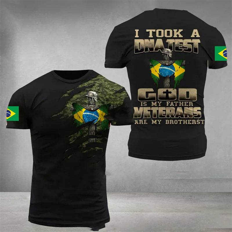 Brazil Flag 3D Print Men's T-Shirt - Casual Summer Oversized Tee - Buy Center US
