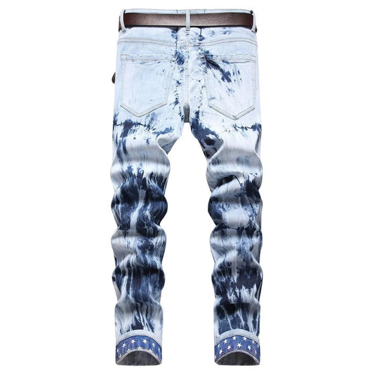 Men's Fashion Ripped Skinny Jeans - Low Waist, Embroidered Style - Buy Center US