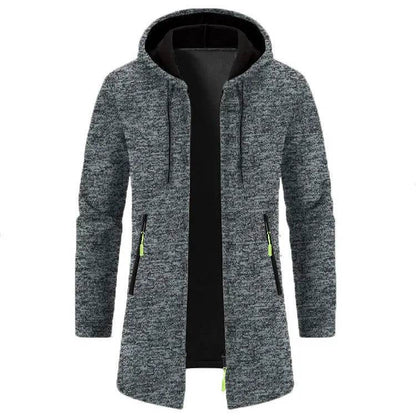 Men's Casual Long-Sleeved Hooded Cardigan Jacket - Solid Color Zipper Style - Buy Center US