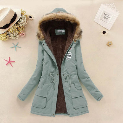 Women's Plus Size Warm Hooded Parka - Fleece Lined Mid-Length Jacket - Buy Center US