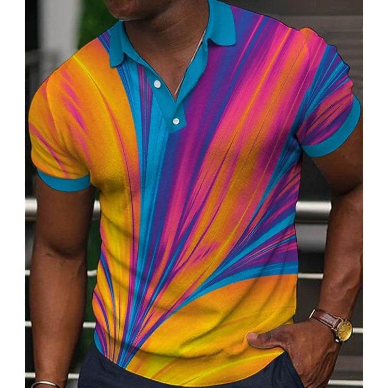 Men's Gradient Polo Shirt - Casual Short Sleeve Tees for All Seasons - Buy Center US