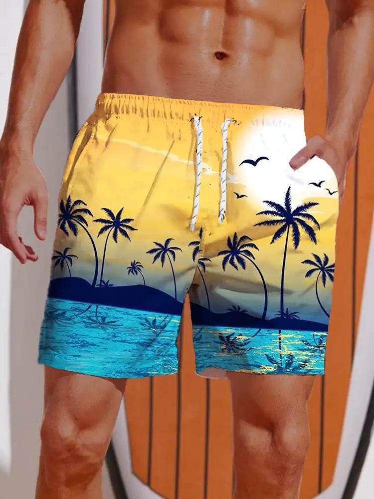 2024 Men's Hawaiian Board Shorts - Casual Swim Trunks with Drawstring - Buy Center US