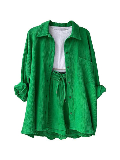 DANXRUHA Women's Muslin Suit Short Set - Casual Spring Outfit - Buy Center US