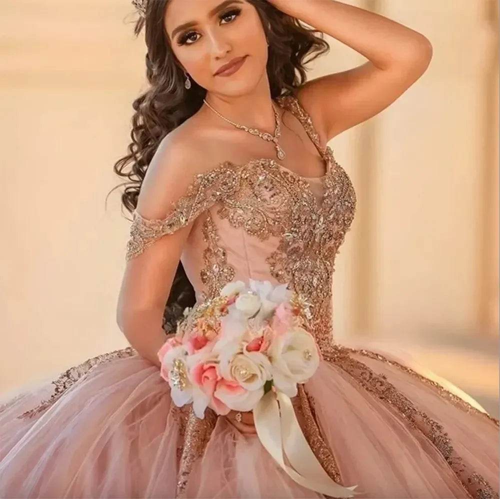 ANGELSBRIDEP Blush Pink Quinceanera Dress - Off-Shoulder Ball Gown - Buy Center US
