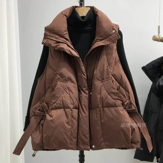 Women's Duck Down Vest - Thick Warm Sleeveless Parka for Winter Style - Buy Center US
