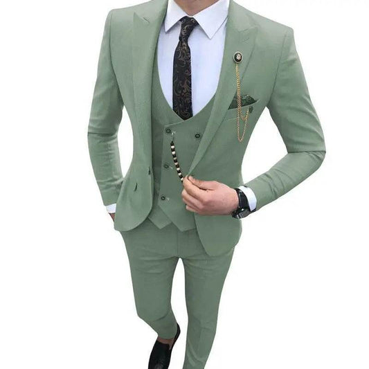 Kromoc Men's Slim Fit 3-Piece Suit - Wedding Tuxedo with Peak Lapel - Buy Center US