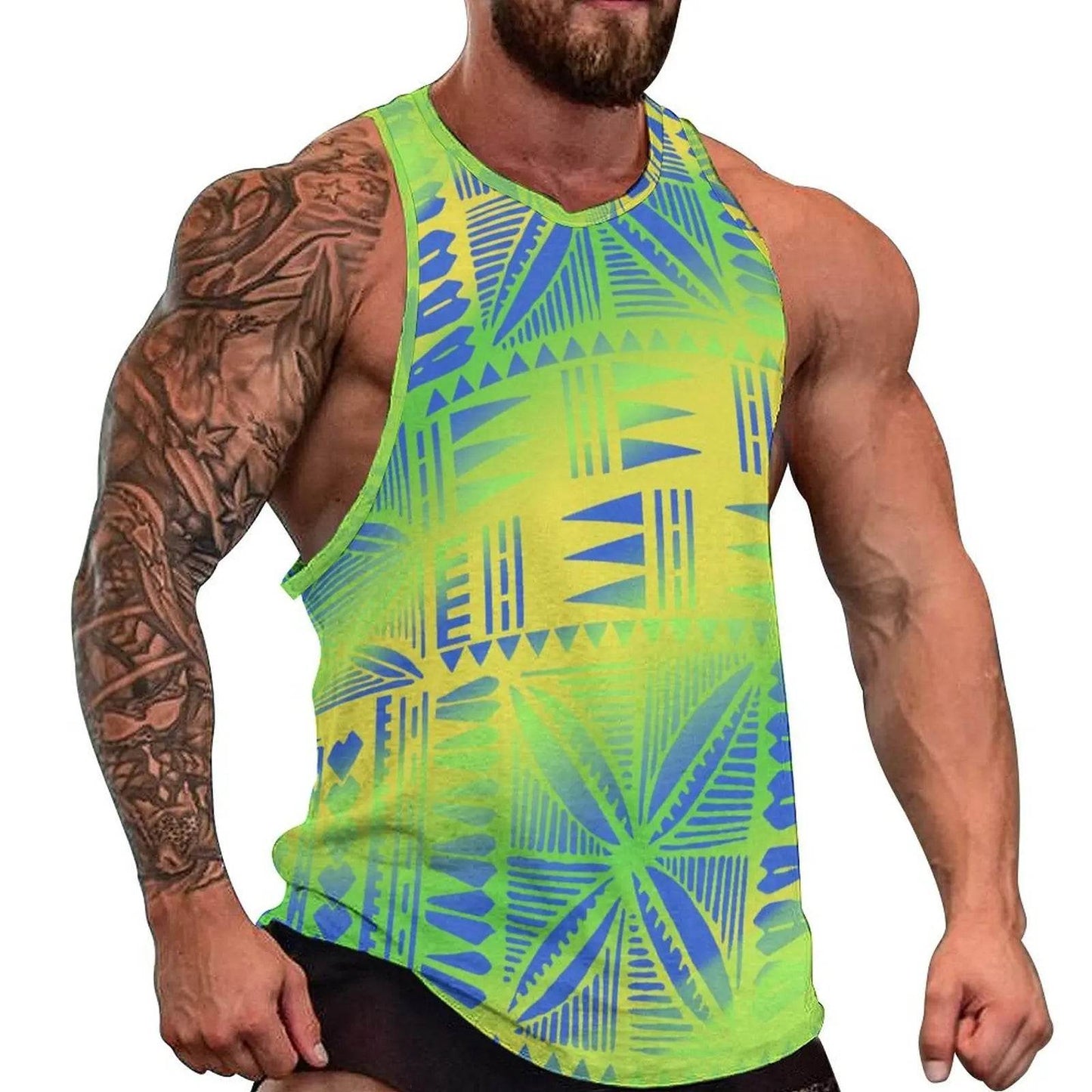 Samoan Men's Beach Vest - Polynesian Design for Summer Travel - Buy Center US