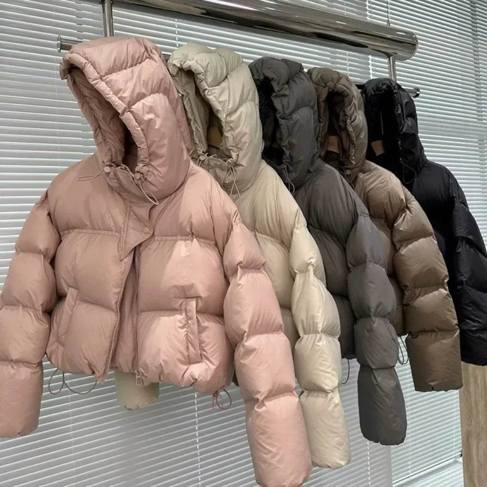 Women's Casual Oversized White Duck Down Jacket - Warm & Stylish - Buy Center US