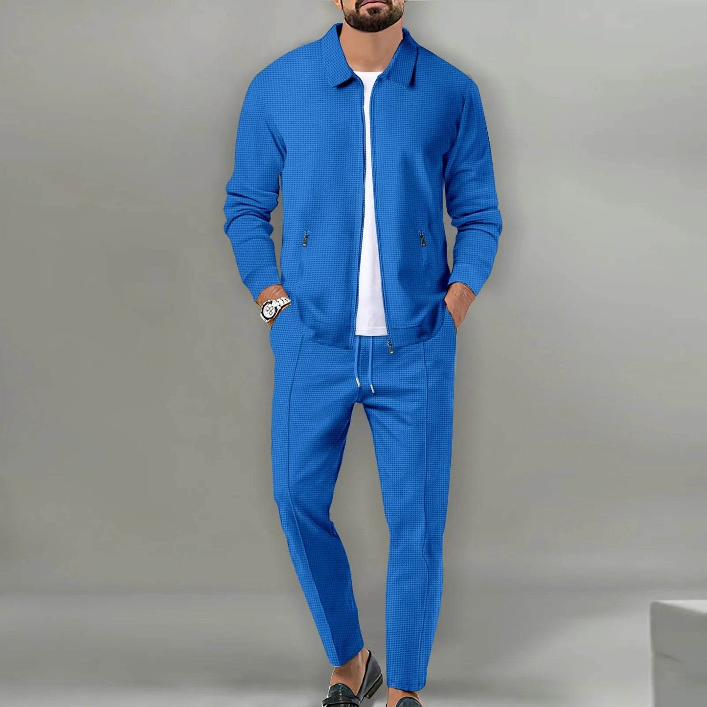 Boilen Heng Xin Men's Casual Blazer Set - Waffle Baseball Suit - Buy Center US