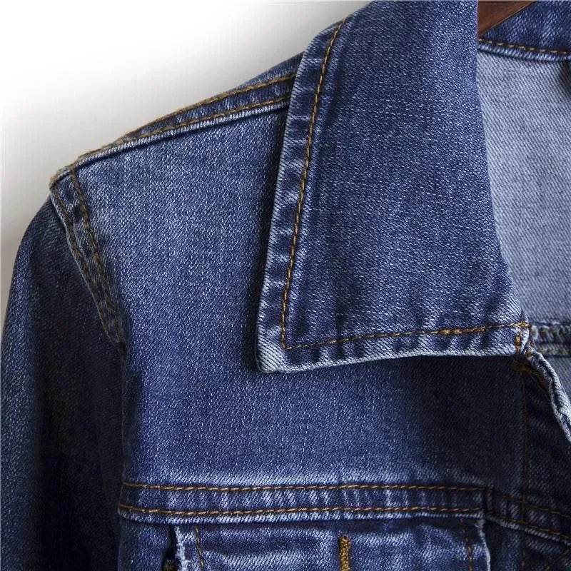 Women's Casual Denim Jacket - Long Sleeve, Single Breasted Design - Buy Center US