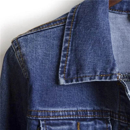 Women's Casual Denim Jacket - Long Sleeve, Single Breasted Design - Buy Center US