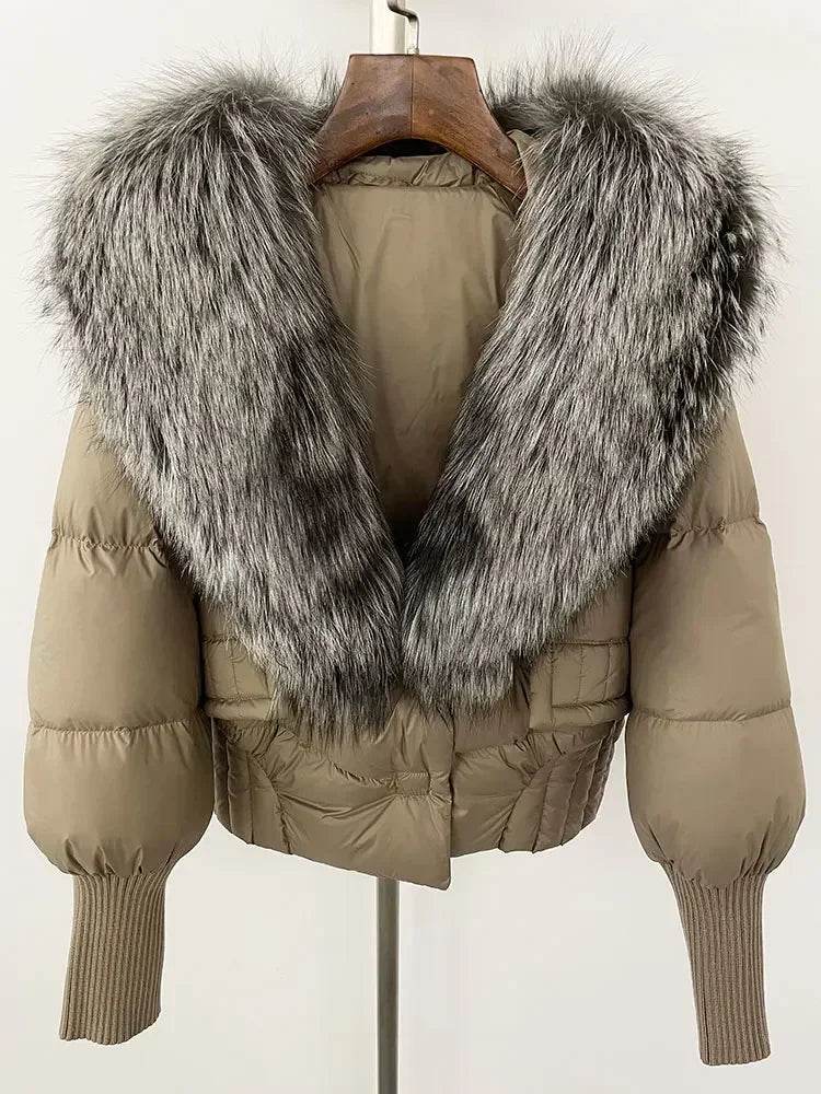 Elegant Casual Women’s Raccoon Fur Collar Coat - Winter Jacket 2024 - Buy Center US