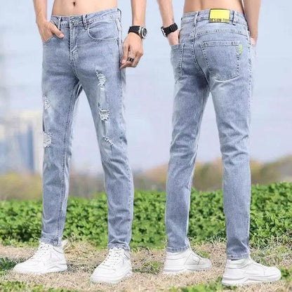 Luxury Men's Blue Jeans - Stylish Slim Fit Casual Denim Pants - Buy Center US