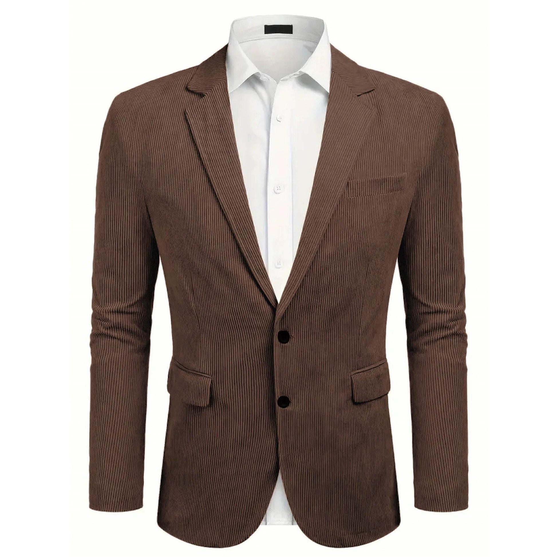 Stylish Men's Casual Solid Color Corduroy Suit Jacket - Perfect for Business - Buy Center US