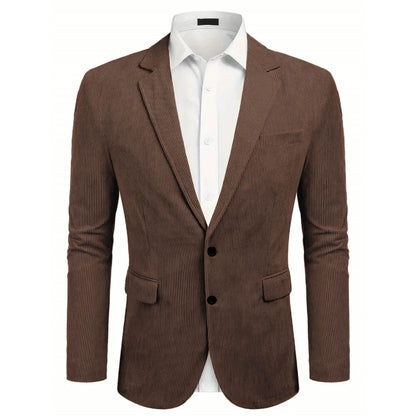 Stylish Men's Casual Solid Color Corduroy Suit Jacket - Perfect for Business - Buy Center US