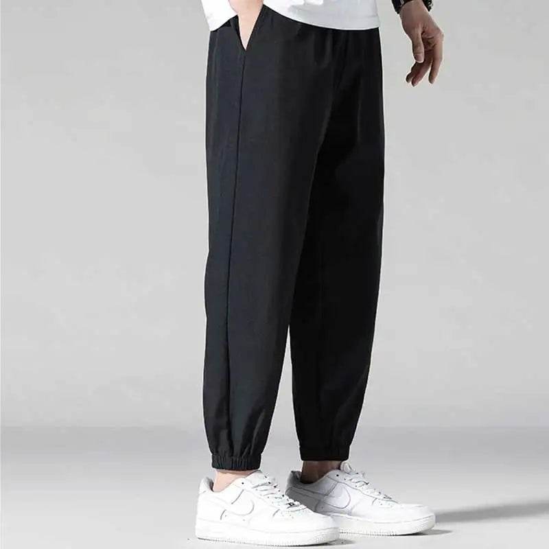 Men's Ice Silk Casual Sweatpants - Quick Drying, Loose Ankle Fit - Buy Center US