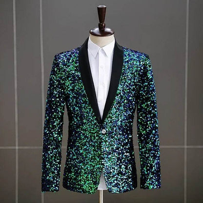2025 Men's Sequins Suit Jacket - White Green Blazer for Weddings & Parties - Buy Center US